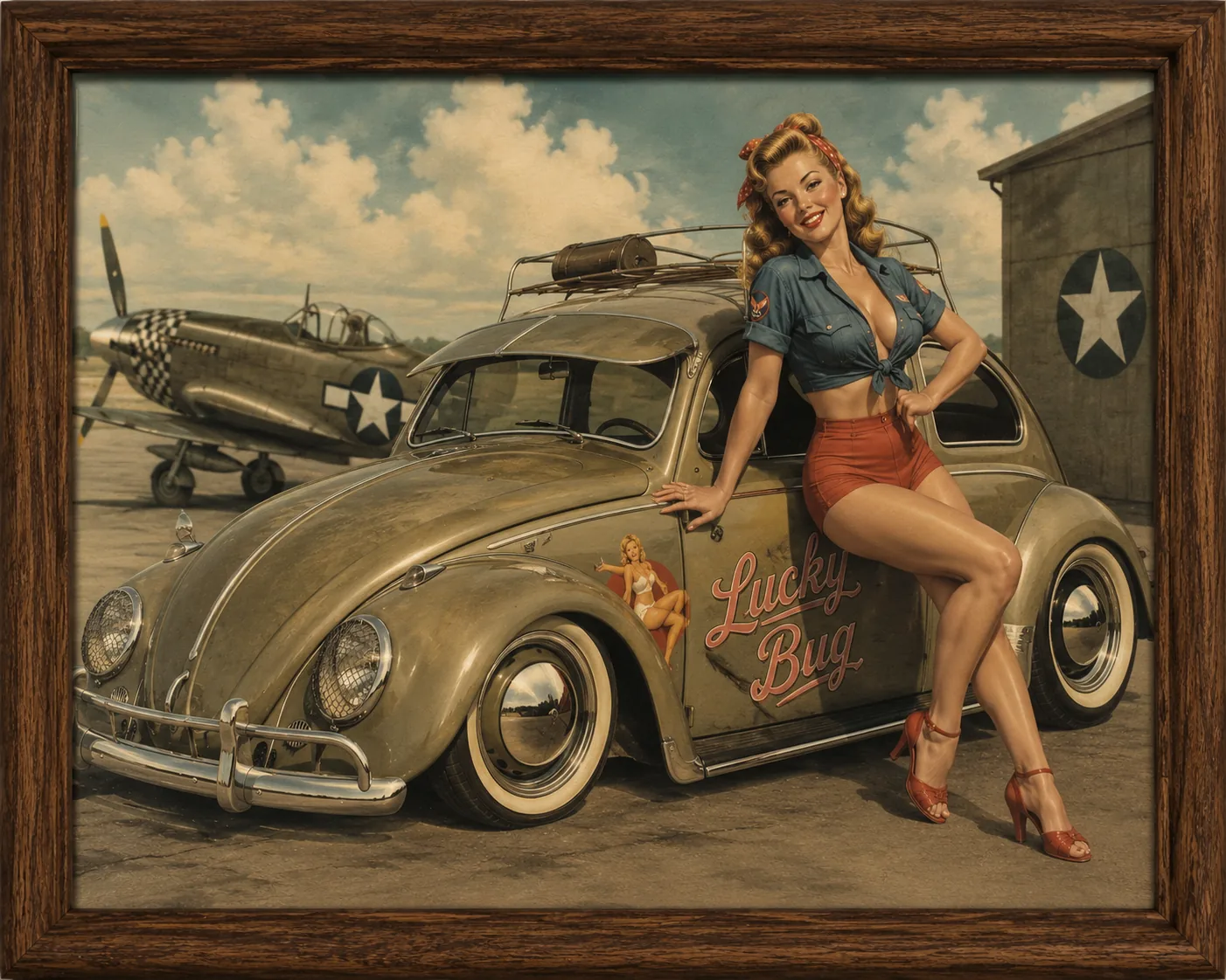 Picture Frame Air-Cooled Dreams – Retro Volkswagen Beetle Garage Wall Decor