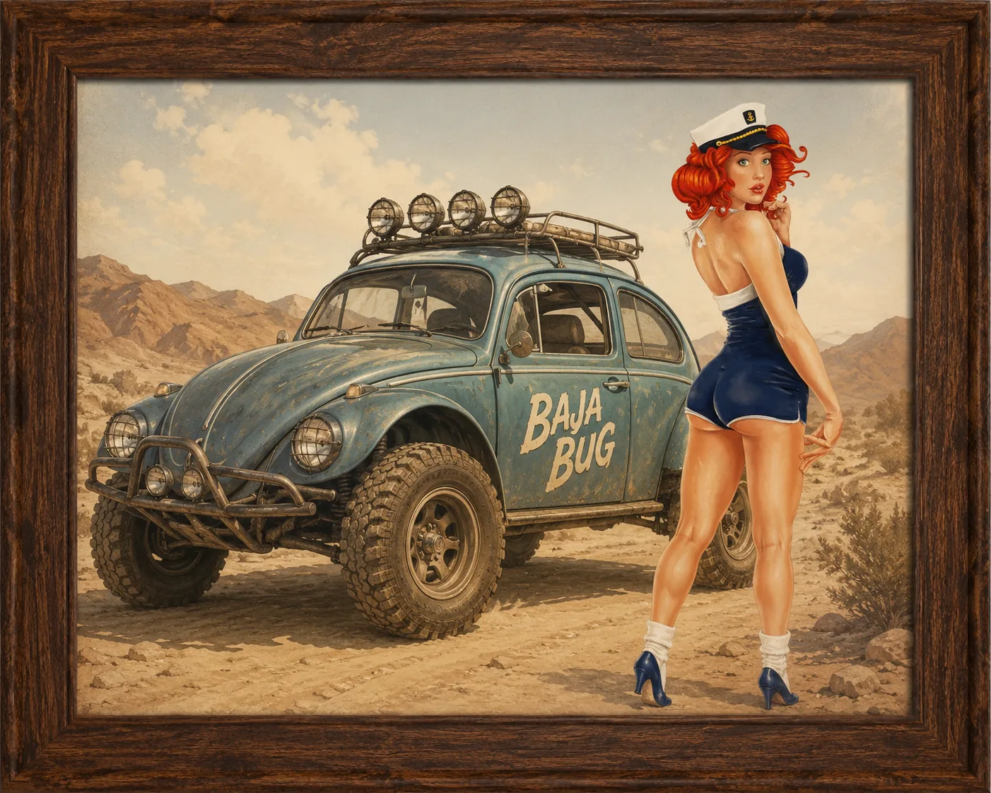 Picture Frame Low N’ Lovely – Classic VW Bug Retro Framed Wall Art