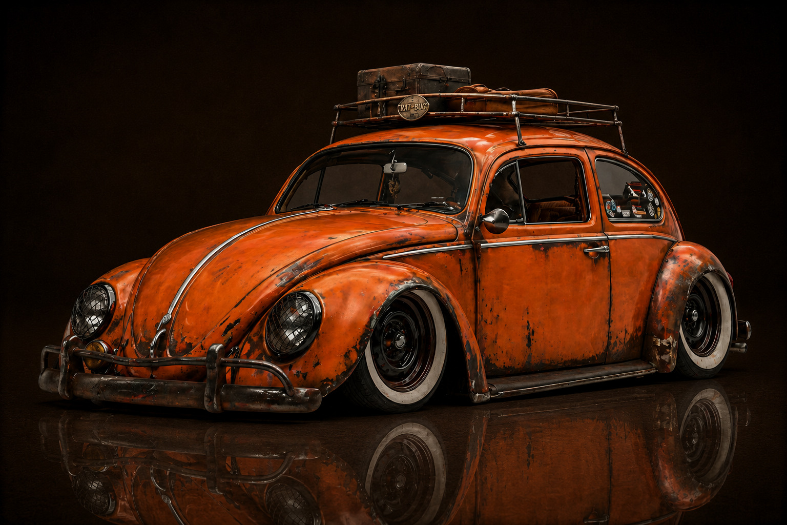 1955 VW Rat Rod Rusty Black and Red